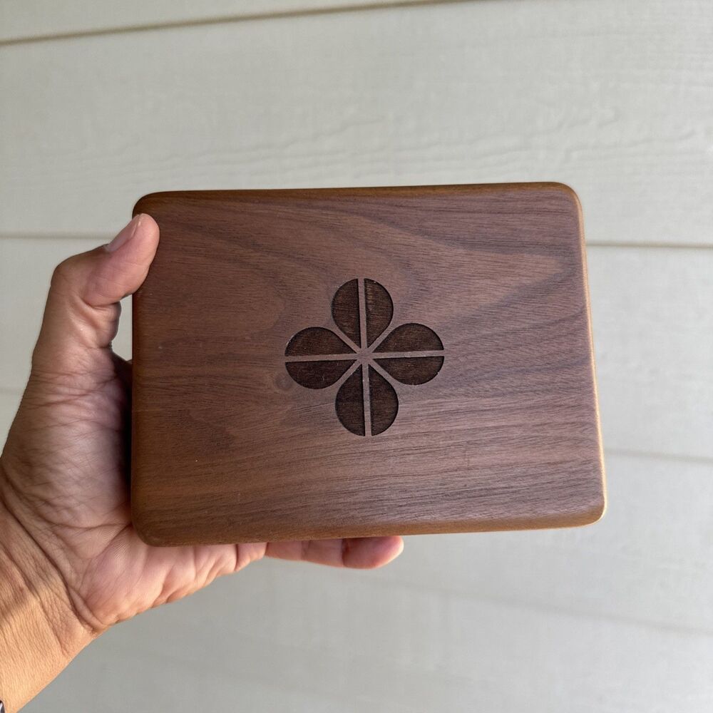Handcrafted  Walnut Wooden Double Deck Playing Card Box Holder